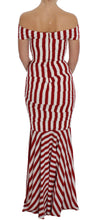 Red White Silk Stretch Dress Dolce & Gabbana
