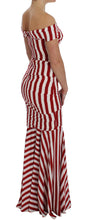 Red White Silk Stretch Dress Dolce & Gabbana