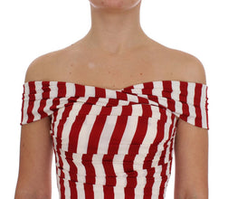 Red White Silk Stretch Dress Dolce & Gabbana