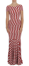 Red White Silk Stretch Dress Dolce & Gabbana