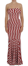Red White Silk Stretch Dress Dolce & Gabbana
