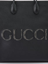 Gucci Black Leather Logo Medium Tote Bag