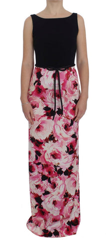 Pink Floral Print Long Maxi Sheath Dress Dolce & Gabbana