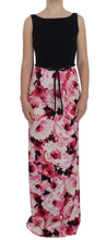 Pink Floral Print Long Maxi Sheath Dress Dolce & Gabbana