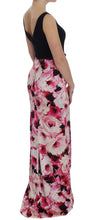 Pink Floral Print Long Maxi Sheath Dress Dolce & Gabbana
