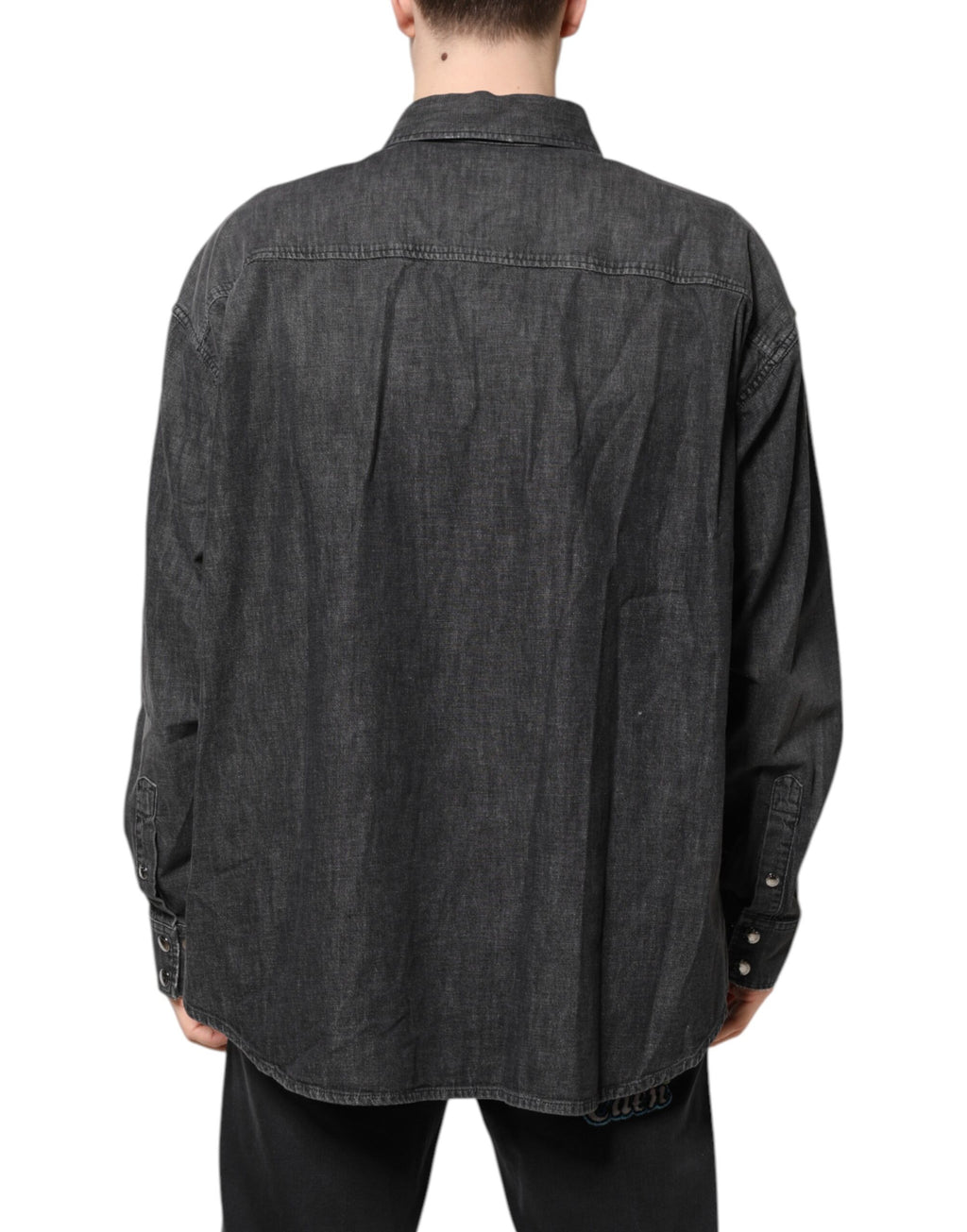 Dolce & Gabbana Gray Long Sleeves Button Down Denim Shirt