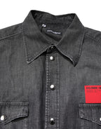 Dolce & Gabbana Gray Long Sleeves Button Down Denim Shirt