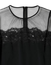 Dolce & Gabbana Black Lace Trim Nylon Tulle Sheath Midi Dress
