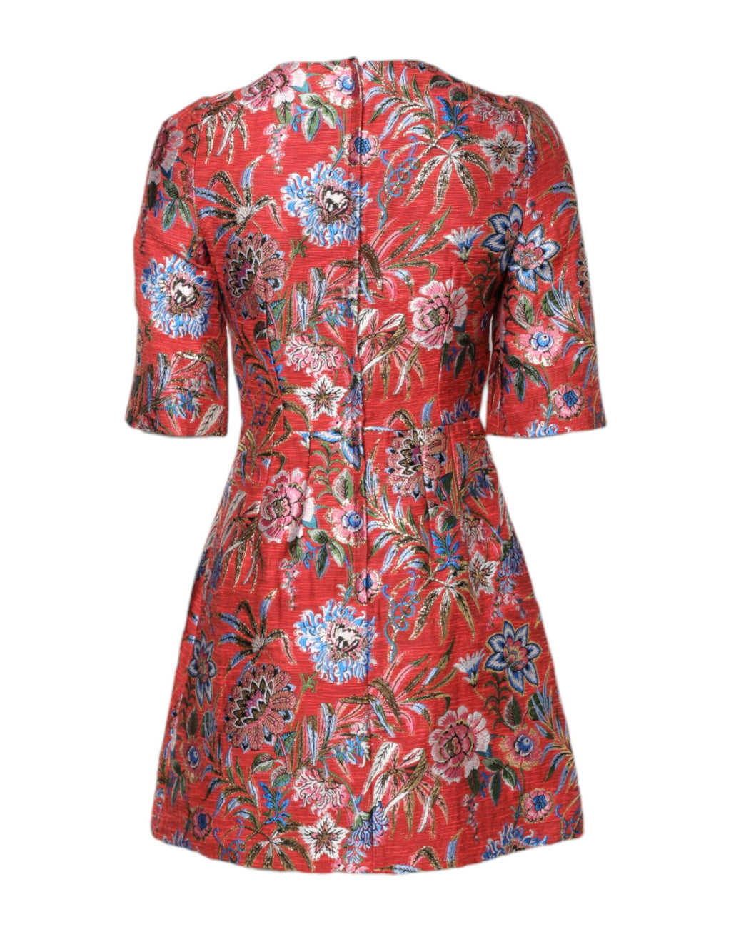 Dolce & Gabbana Red Floral Jacquard A-line Mini Dress