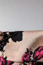 Laneus Pink Floral Silk Long Sleeves V-neck Ruched Mini Dress