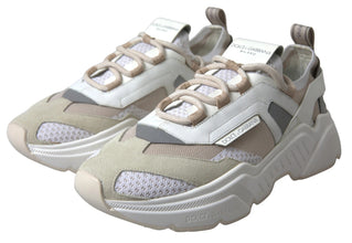 Dolce & Gabbana Sneakers White Beige Leather Sport DAYMASTER Shoes