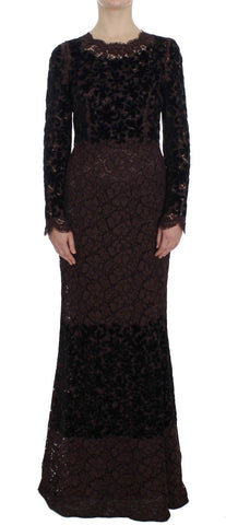 Purple Floral Lace Ricamo Maxi Dress Dolce & Gabbana