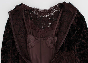 Purple Floral Lace Ricamo Maxi Dress Dolce & Gabbana