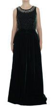 Green Velvet Crystal Long Maxi Dress Dolce & Gabbana