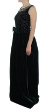Green Velvet Crystal Long Maxi Dress Dolce & Gabbana