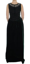 Green Velvet Crystal Long Maxi Dress Dolce & Gabbana