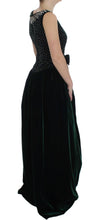 Green Velvet Crystal Long Maxi Dress Dolce & Gabbana