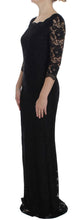 Black Floral Lace Long Ball Maxi Dress Dolce & Gabbana