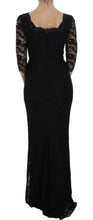 Black Floral Lace Long Ball Maxi Dress Dolce & Gabbana