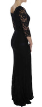 Black Floral Lace Long Ball Maxi Dress Dolce & Gabbana