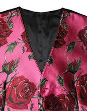 Dolce & Gabbana Pink Floral Satin Formal Men Waistcoat Vest