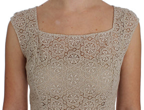 Beige Ricamo Cutout Cotton Sheath Dress Dolce & Gabbana
