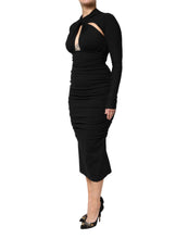 Dolce & Gabbana Black Long Sleeves Sheath Midi Dress