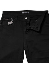 Dolce & Gabbana Black Cotton Logo Mid Waist Skinny Denim Jeans