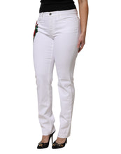 Dolce & Gabbana White Floral Sequined GIRLY Denim Jeans