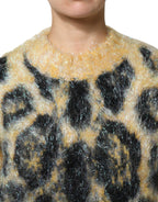 Dolce & Gabbana Multicolor Leopard Mohair Crew Neck Sweater