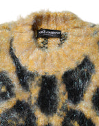 Dolce & Gabbana Multicolor Leopard Mohair Crew Neck Sweater