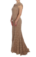 Pink Floral Lace Full Length Sheath Dress Dolce & Gabbana