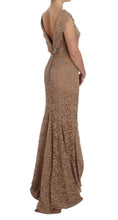 Pink Floral Lace Full Length Sheath Dress Dolce & Gabbana