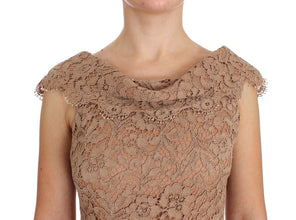 Pink Floral Lace Full Length Sheath Dress Dolce & Gabbana