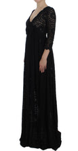 Black Ricamo Knitted Full Length Maxi Dress Dolce & Gabbana