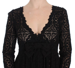 Black Ricamo Knitted Full Length Maxi Dress Dolce & Gabbana