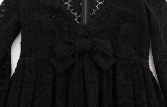 Black Ricamo Knitted Full Length Maxi Dress Dolce & Gabbana