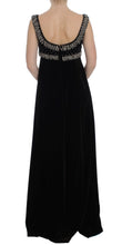 Brown Velvet Crystal Sheath Gown Dress Dolce & Gabbana