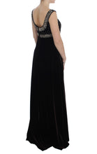 Brown Velvet Crystal Sheath Gown Dress Dolce & Gabbana