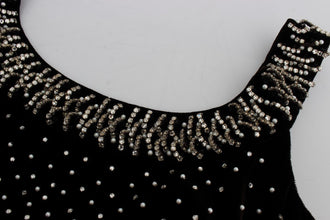 Brown Velvet Crystal Sheath Gown Dress Dolce & Gabbana