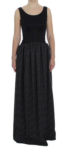 Black Gray Sheath Gown Full Length Dress Dolce & Gabbana