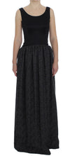 Black Gray Sheath Gown Full Length Dress Dolce & Gabbana