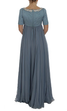 Blue Silk Crystal Sheath Gown Ball Dress Dolce & Gabbana
