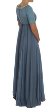Blue Silk Crystal Sheath Gown Ball Dress Dolce & Gabbana