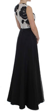 Black White Floral Silk Sheath Gown Dress Dolce & Gabbana