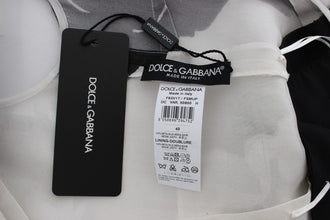 Black White Floral Silk Sheath Gown Dress Dolce & Gabbana