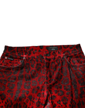 Dolce & Gabbana Red Leopard Print Cotton Skinny Denim Jeans