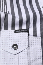 Dolce & Gabbana White Gray Striped Cotton Men Casual Shirt