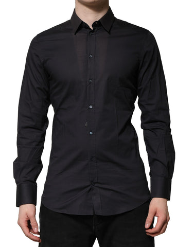 Dolce & Gabbana Blue Cotton GOLD Long Sleeves Formal Shirt