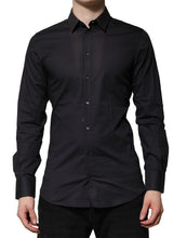 Dolce & Gabbana Blue Cotton GOLD Long Sleeves Formal Shirt